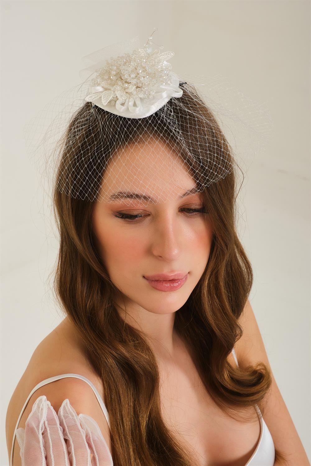 Gelin Nikah Şapkası,gelin Şapkası,gelin Kepi,gelin Vualet,nikah Şapkası,nikah Kep