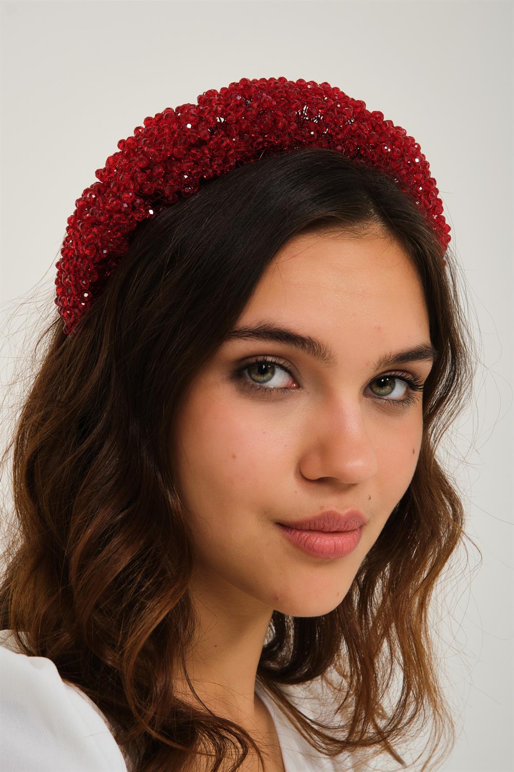 Accessories Kına Tacı Gelin Tacı Nişan Tacı Saç Aksesuarı Kırmızı Boncuklu Kına Tacı