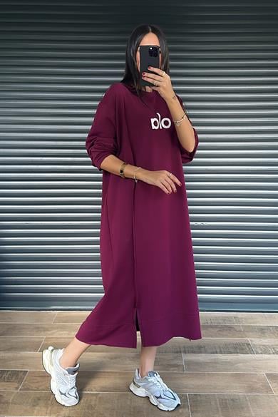 Bordo 2 İplik Elbise