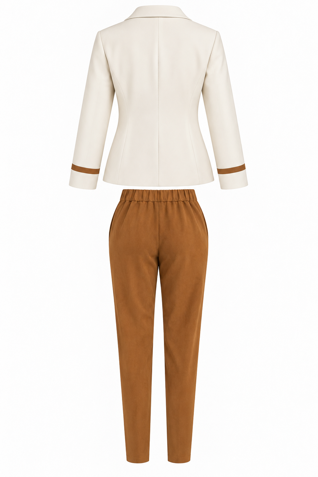Beyaz-Camel Ceket Pantolon Takım