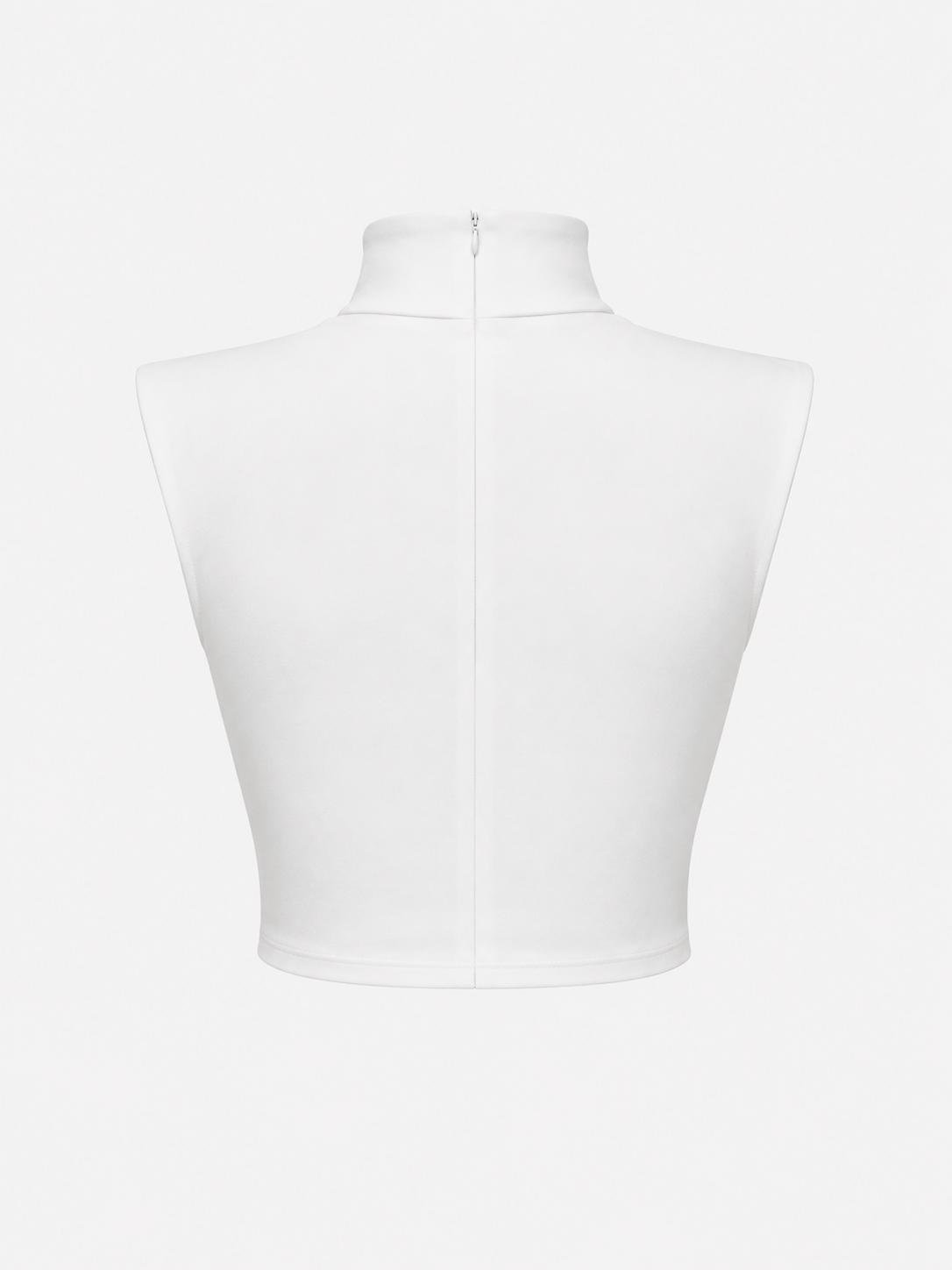 Beyaz Yarım Balıkçı Kolsuz Vatkalı Crop Top