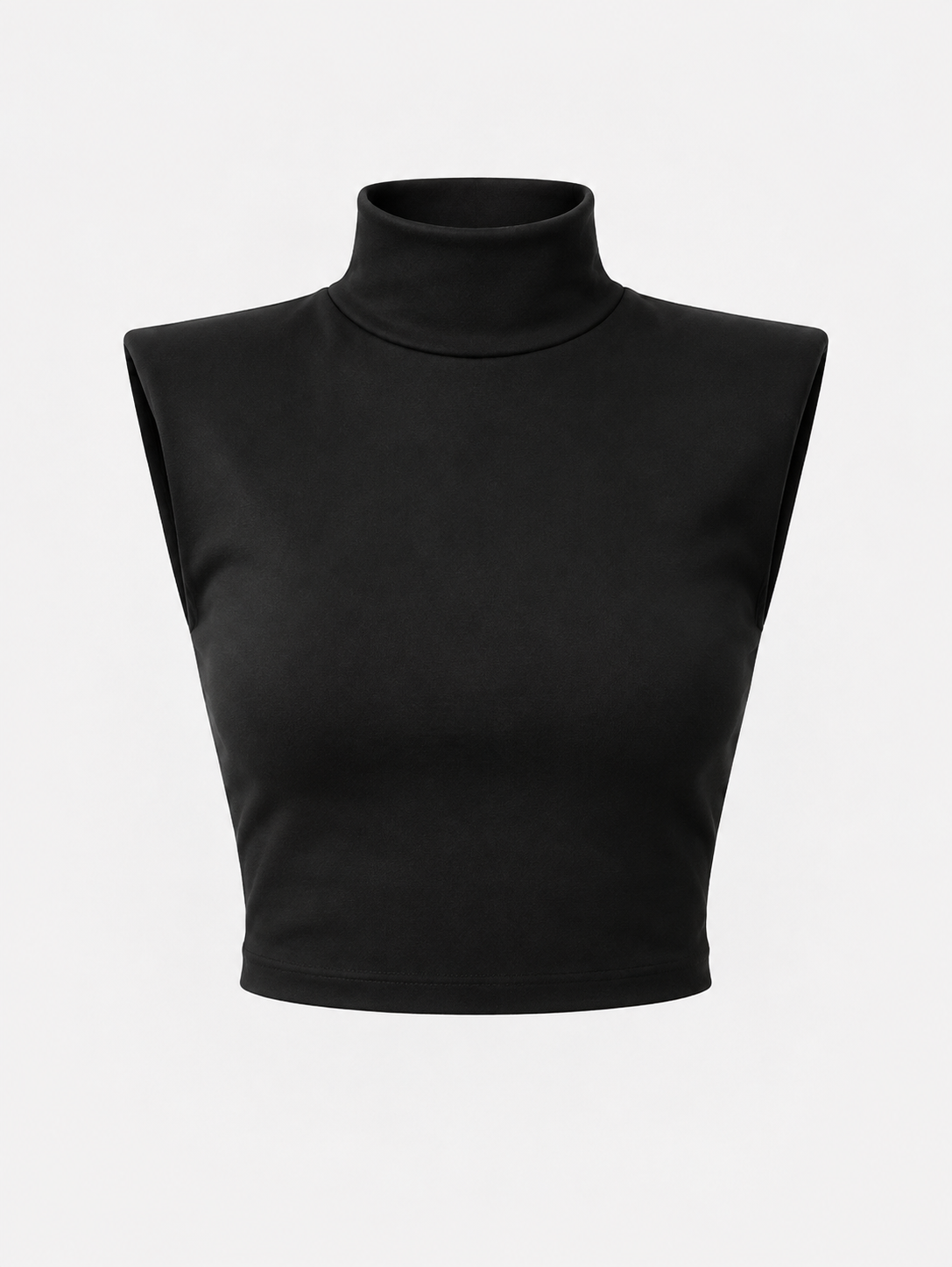 Beyaz Yarım Balıkçı Kolsuz Vatkalı Crop Top