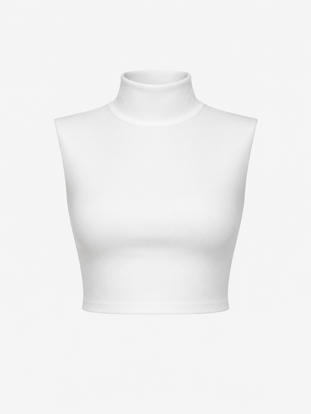 Beyaz Yarım Balıkçı Kolsuz Vatkalı Crop Top