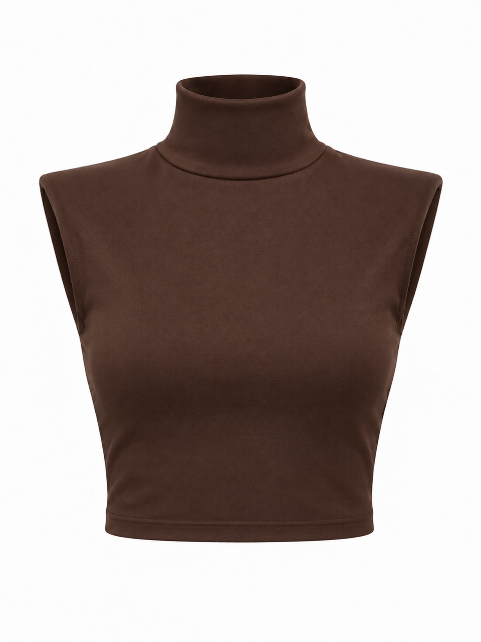 Acı Kahve Yarım Balıkçı Kolsuz Vatkalı Crop Top