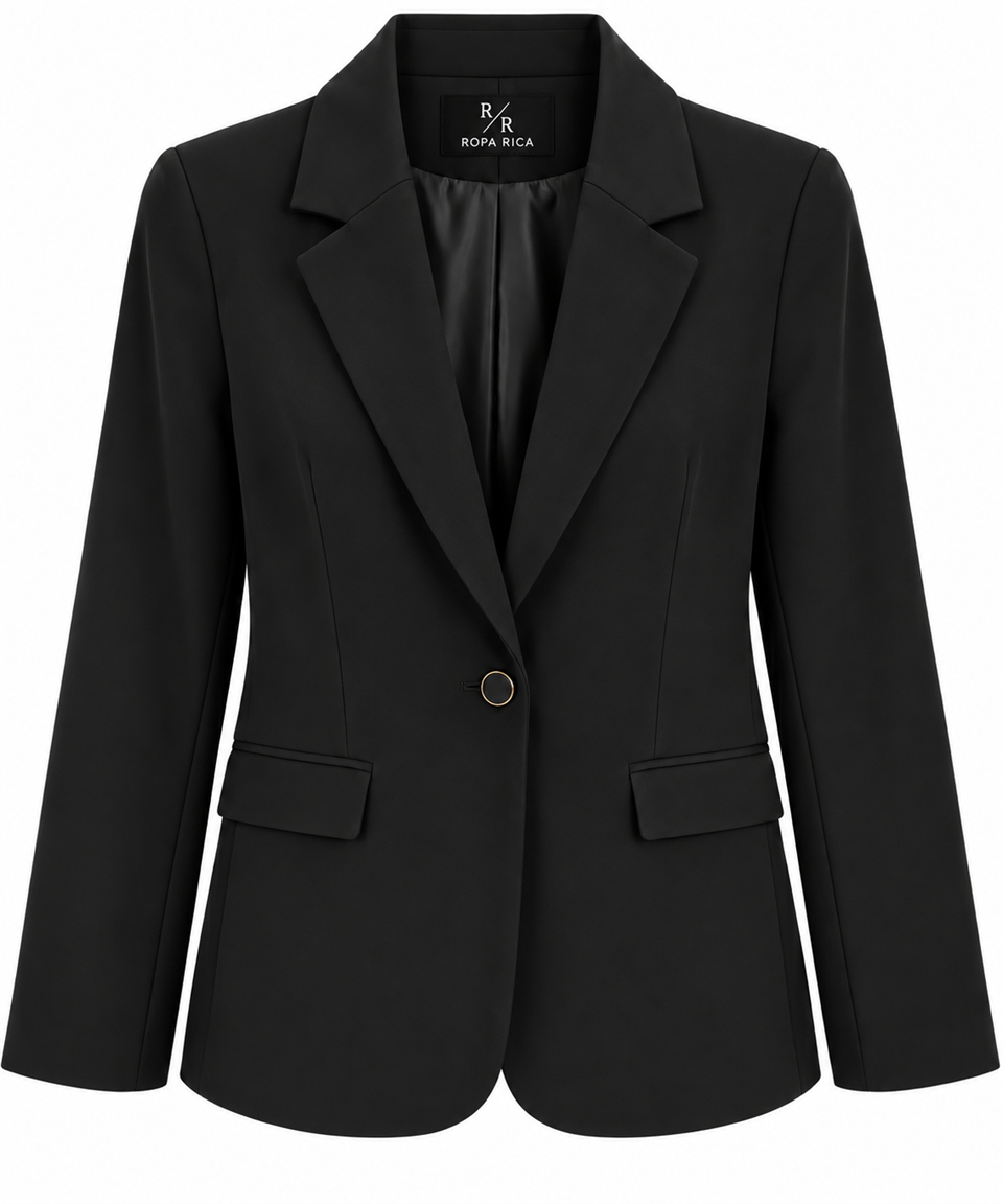 Bele Oturan Cep Kapaklı Blazer Ceket 