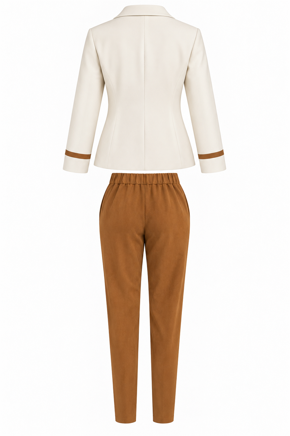 Beyaz-Camel Ceket Pantolon Takım