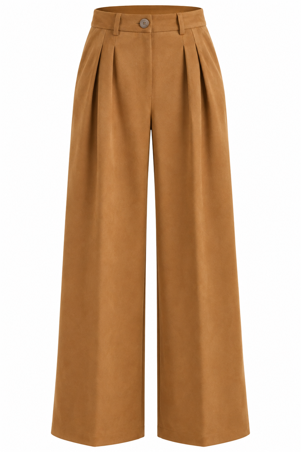 Camel Süet Geniş Paça Pantolon