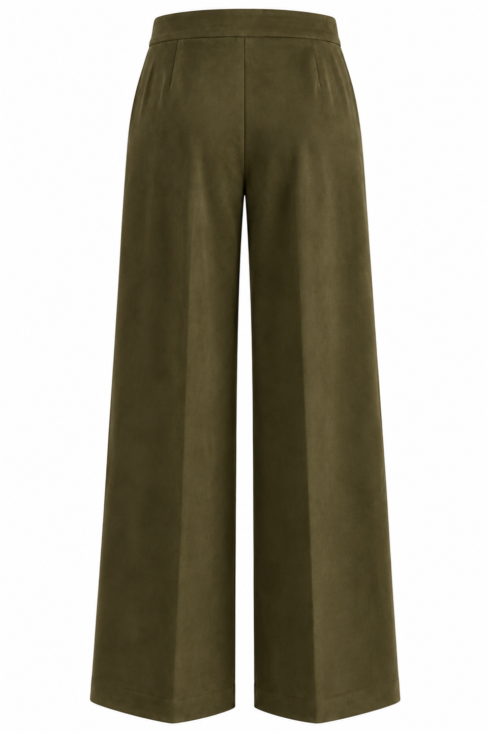 Haki Süet Bol Paça Kemersiz Pantolon