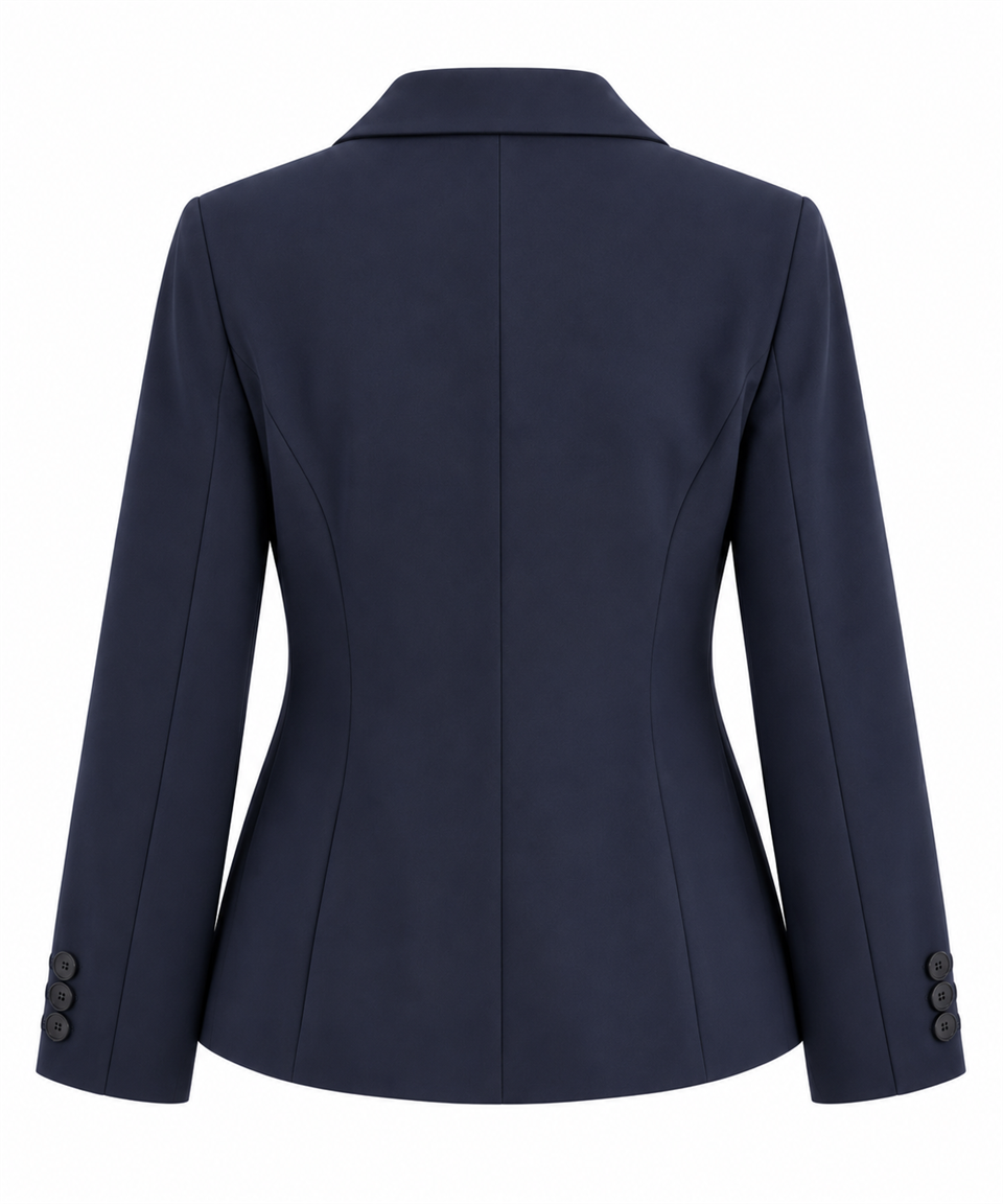 Lacivert Üç Düğmeli Fit Blazer Ceket