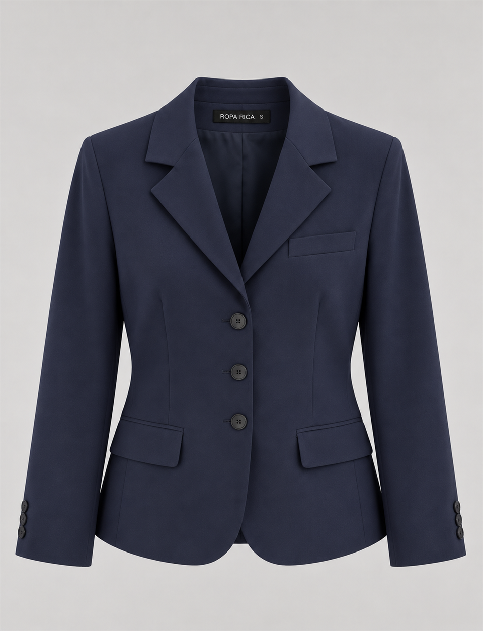 Lacivert Üç Düğmeli Fit Blazer Ceket