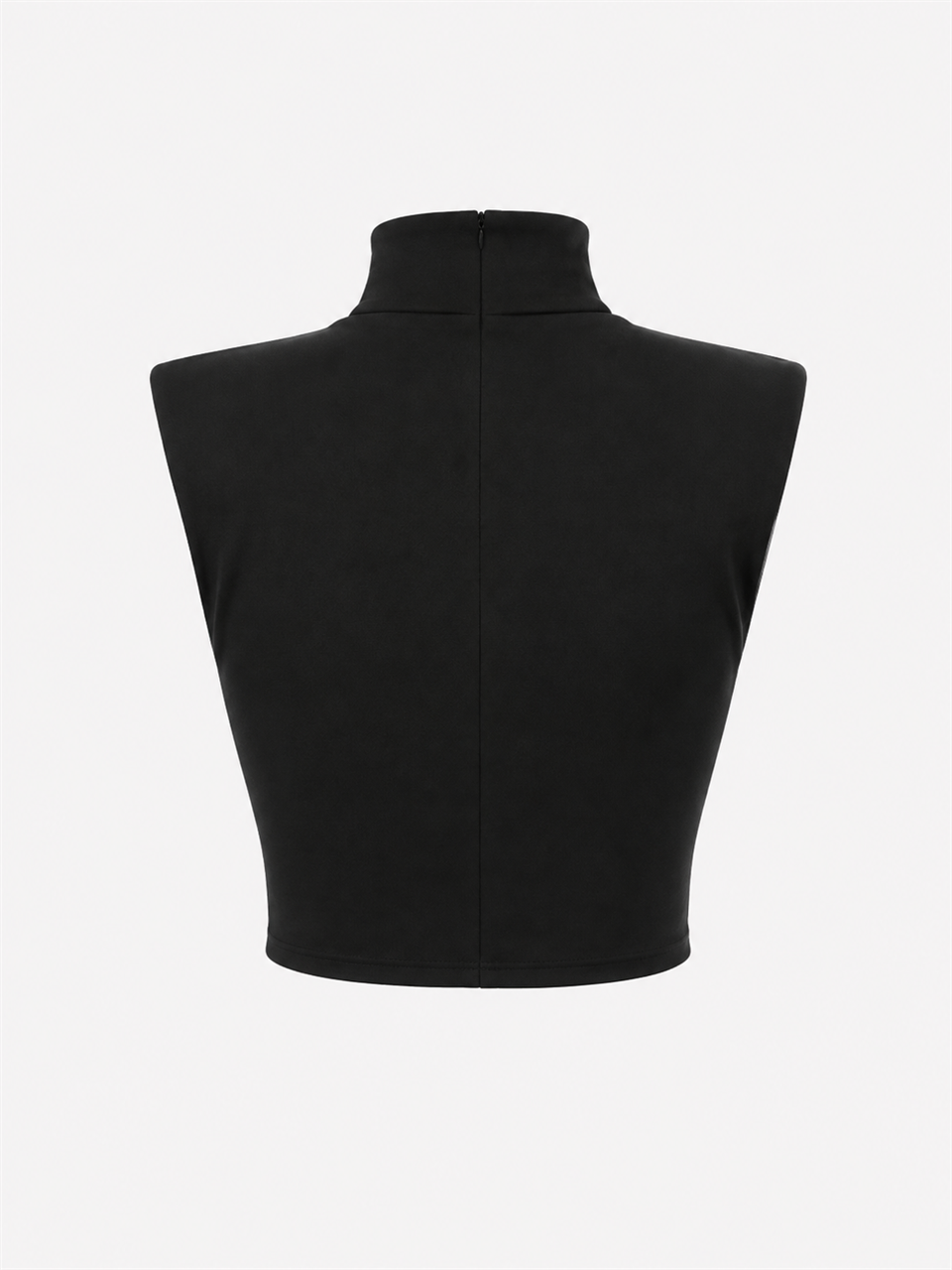 Siyah Yarım Balıkçı Kolsuz Vatkalı Crop Top