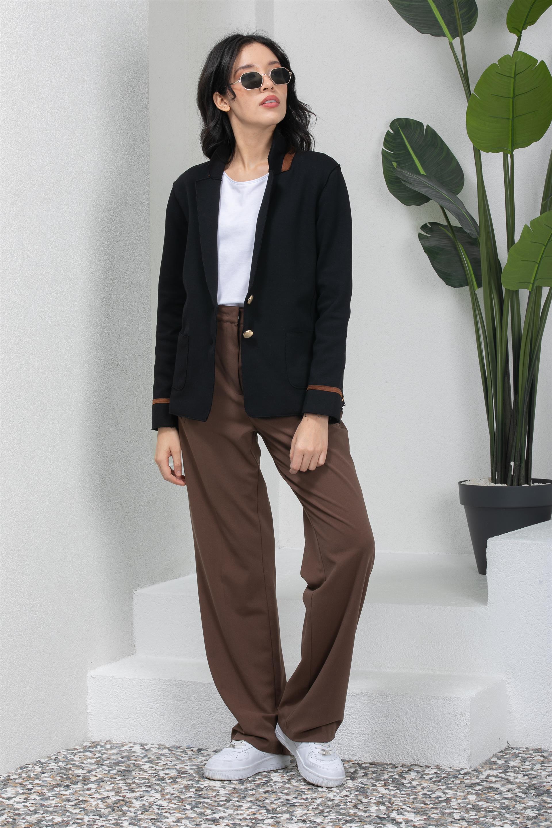 Kadın Siyah İnterlok Ceket 