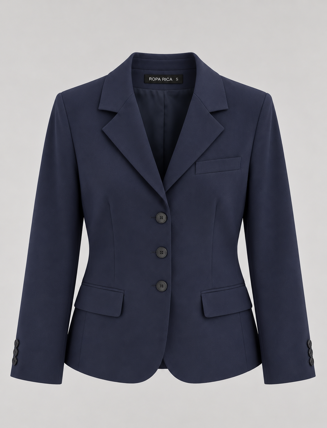 Lacivert Üç Düğmeli Fit Blazer Ceket