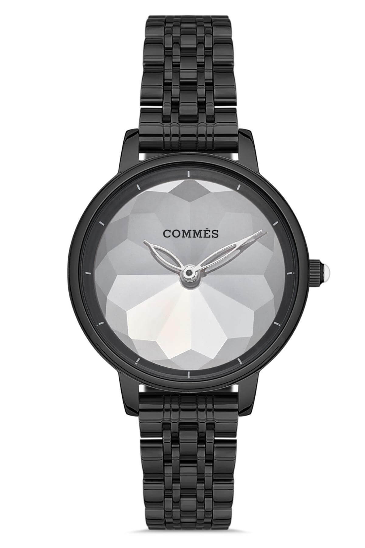 Commes Çelik Örme Kordon Siyah Renk Özel Kesim Mineral Cam Kadın Klasik Kol Saati 0369-BBS