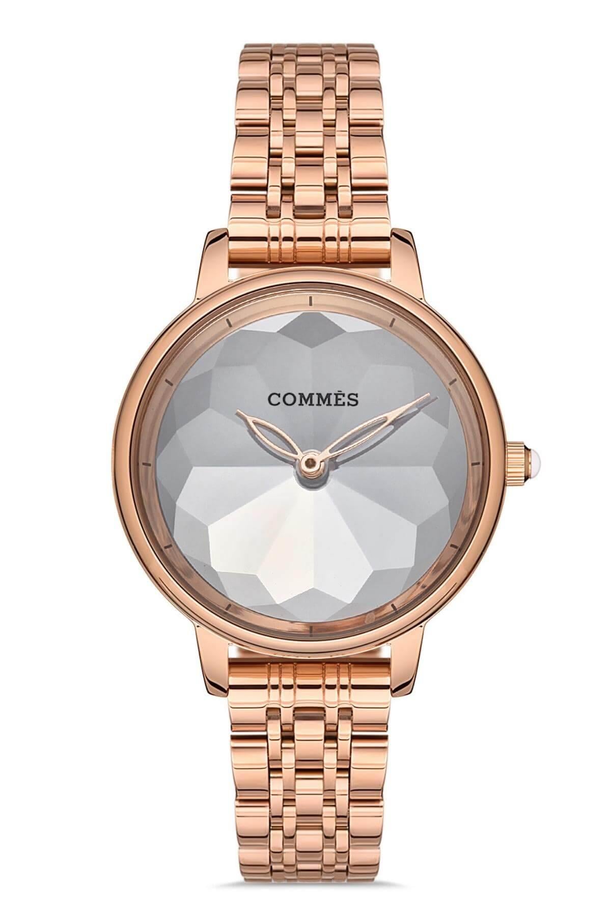 Commes Çelik Örme Kordon Rose Gold Renk Özel Kesim Mineral Cam Kadın Klasik Kol Saati 0369-RRS