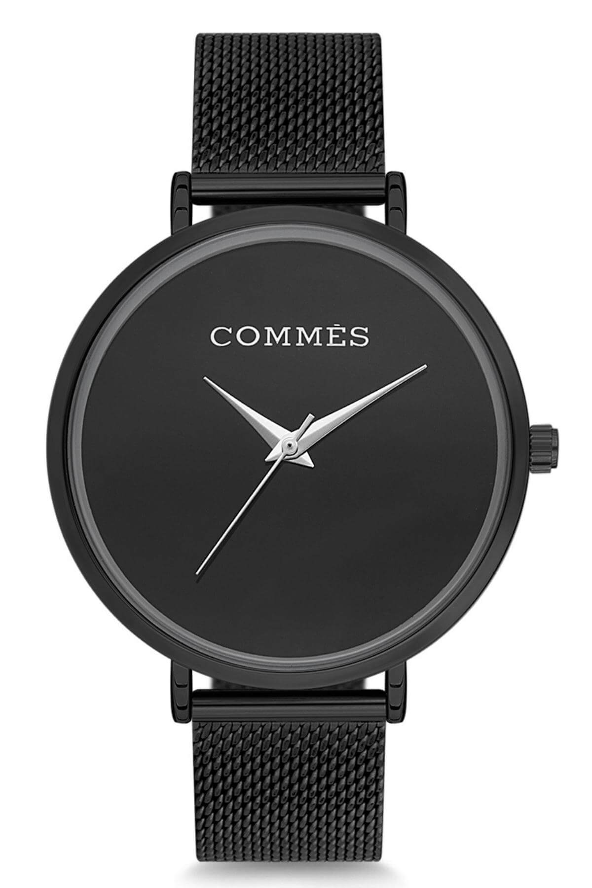Commes Çelik Örme Kordon Siyah Renk Özel Kesim Minimalist Tasarım Kadın Klasik Kol Saati 6834-BB