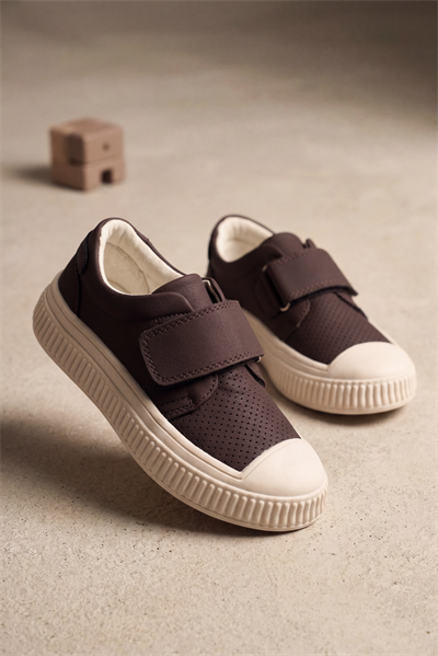 Çocuk Cırtlı Rahat Kalıp Sneaker Çocuk Unisex Acı Kahve Sneaker TBARZ1010