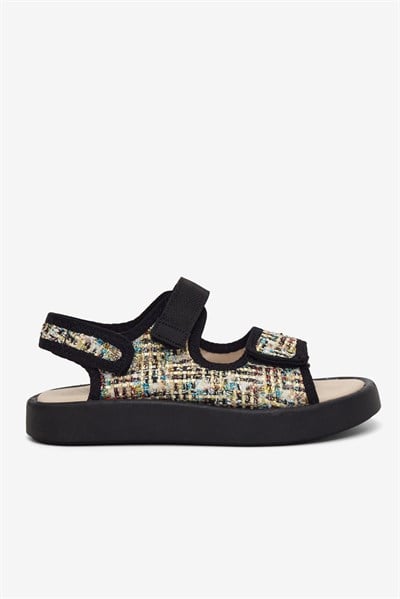 Çoçuk Cırtlı Sandalet Çocuk Unisex Siyah Sandalet TBARZ1040