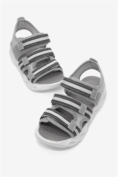 Çoçuk Renkli Rahat Kalıp Sandalet Çocuk Unisex Gri Sandalet TBARZ1030