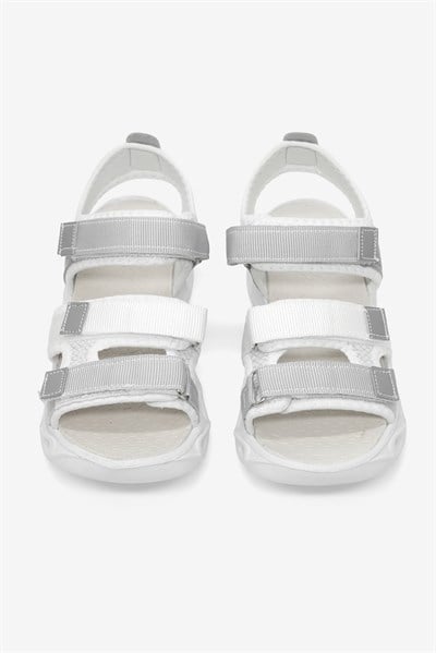 Çoçuk Renkli Rahat Kalıp Sandalet Çocuk Unisex Beyaz Gri Sandalet TBARZ1030