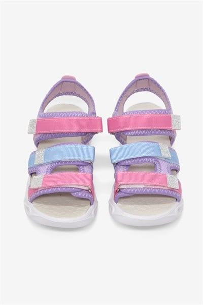 Çoçuk Renkli Rahat Kalıp Sandalet Çocuk Unisex Lila Gökkuşağı Sandalet TBARZ1030