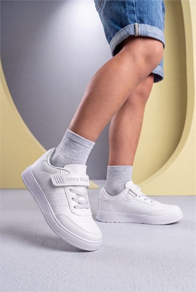 Faylon Taban Konforlu Bağcıklı Sneaker Çocuk Unisex Beyaz Sneaker TBÖZC1910