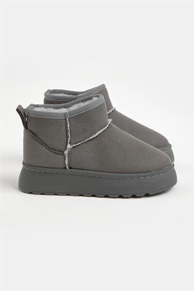Kalın Poli Taban İçi Kürklü Süet Görünümlü Çocuk Unisex Gri Günlük Bot TBSZ015