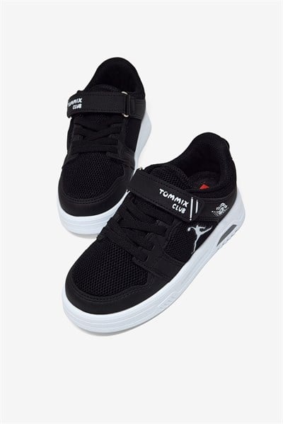 Kauçuk Taban Cırtlı Işıklı Sneaker Çocuk Unisex Siyah Siyah Sneaker TBDLT510
