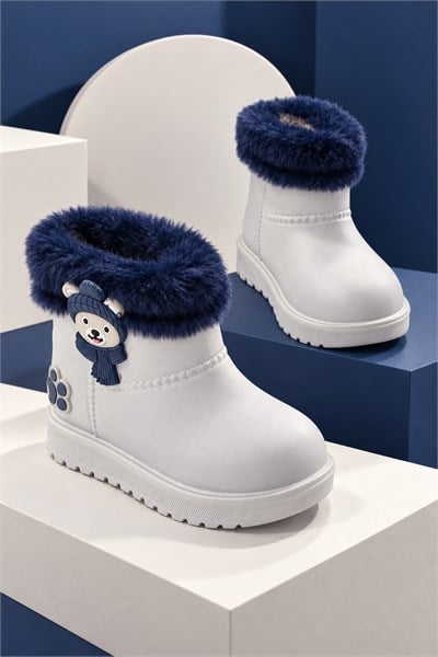 Kürk Detaylı Su Geçirmez Yağmur Bot Çocuk Unisex Gri Bot TBCCK005