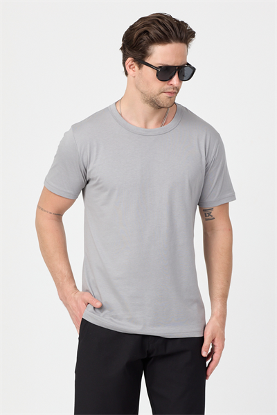 Normal Kalıp Rahat  Basic T-Shirt Erkek Gri T-Shirt TBTSHRT010