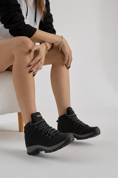 Rahat Kalıp Bağcıklı Unisex Siyah Trekking Bot V2RTS-0