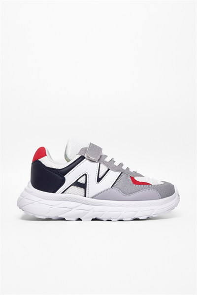 Rahat Kalıp Cırtlı Bağcıklı Sneaker Çocuk Unisex Buz Lacivert Sneaker TBKMN333