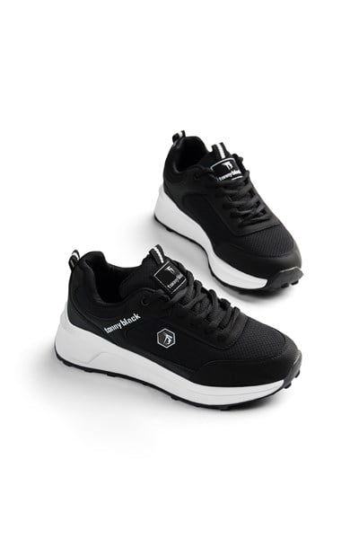 Rahat Kalıp Esnek Ortopedik Sneaker Unisex Siyah Beyaz Sneaker TBSHN105