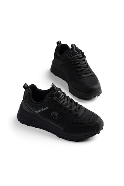 Rahat Kalıp Esnek Ortopedik Sneaker Unisex Siyah Sneaker TBSHN105