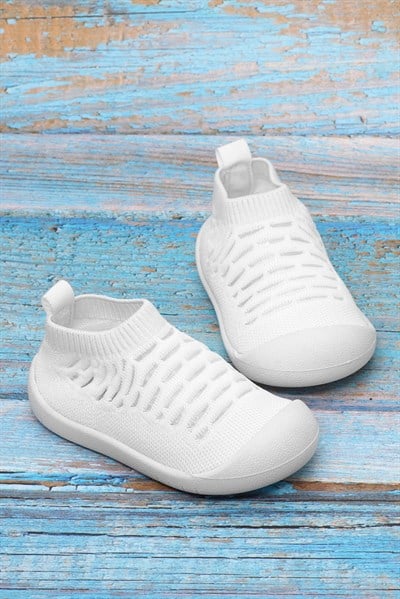 Rahat Kalıp Esnek Ortopedik Taban Çocuk Ayakkabı Çocuk Unisex Beyaz Ayakkabı TBFTH005