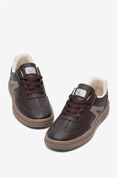 Rahat Kalıp Kauçuk Taban Bağcıklı Sneaker Kadın Kahve Sneaker TBTYLDZ005