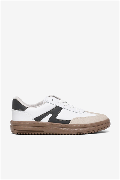 Rahat Kalıp Kauçuk Taban Bağcıklı Sneaker Kadın Beyaz Füme Sneaker TBTYLDZ005
