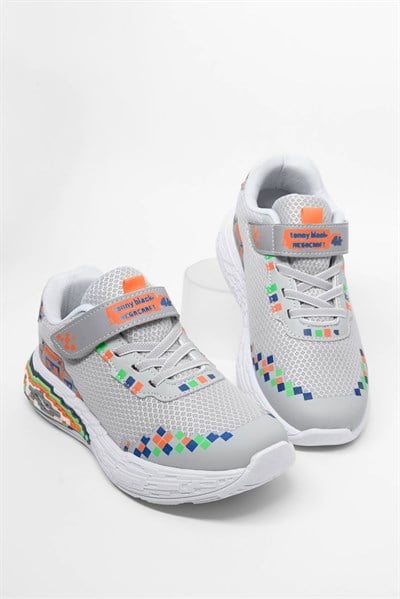 Rahat Kalıp Nefes Alabilen Cırtlı Işıklı Sneaker Çocuk Unisex Buz Sneaker TBTMKD050