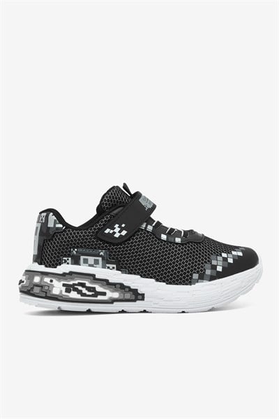 Rahat Kalıp Nefes Alabilen Cırtlı Işıklı-Işıksız Sneaker Çocuk Unisex Siyah Sneaker TBTMKD050