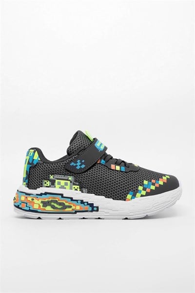 Rahat Kalıp Nefes Alabilen Cırtlı Işıklı Sneaker Çocuk Unisex Füme Sneaker TBTMKD050