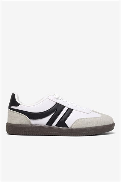 Rahat Kalıp Nefes Alabilen Sneaker Kadın Beyaz Siyah Sneaker TBHTC020