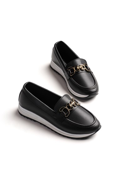 Rahat Kalıp Nefes Alabilen Tokalı Loafer Kadın Siyah Loafer TBHSNCMC1950
