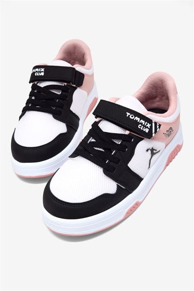Rahat Kalıp Ortopedik Cırtlı Sneaker Çocuk Unisex Siyah Pudra Sneaker TBDLT509
