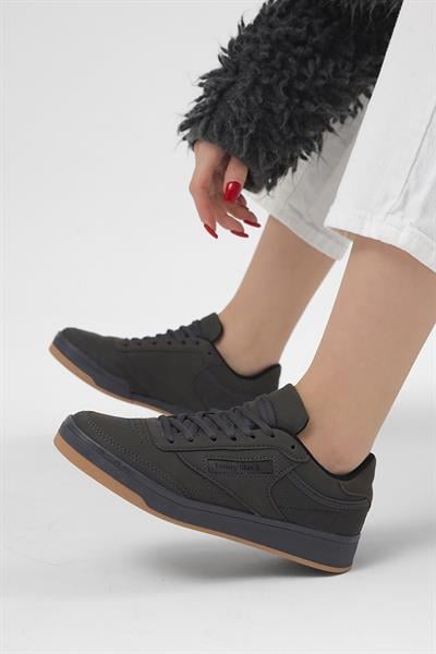 Rahat Kalıp Poli Taban Bağcıklı Unisex Füme Spor Ayakkabı TB107-0