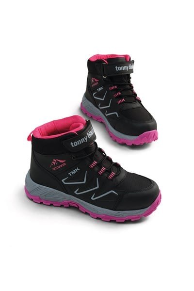 Rahat Kalıp Renkli Taban Çocuk Unisex Siyah Fuji Bot TBNS010