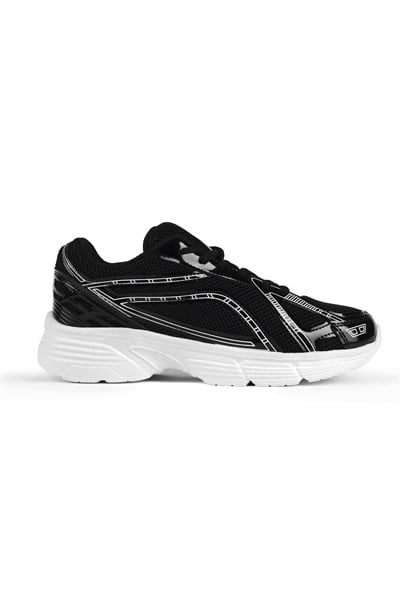 Termo Taban Konforlu Bağcıklı Sneaker Kadın Siyah Rugan Sneaker TBTÖZF005