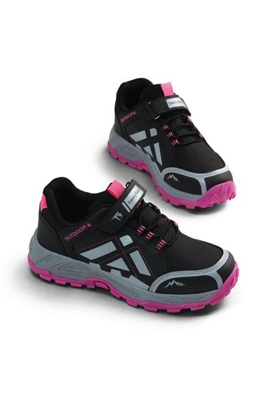 Termo Taban Su İtici Kumaş Cırtlı Çocuk Unisex Siyah Fuji Trekking Ayakkabı TBTMKD025