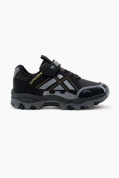 Termo Taban Su İtici Kumaş Cırtlı Çocuk Unisex Siyah Füme Trekking Ayakkabı TBTMKD025