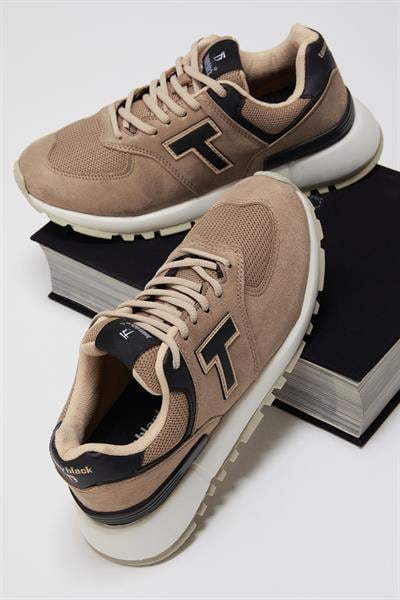Unisex Bej Kaymaz Eva Taban Bağcıklı Sneaker