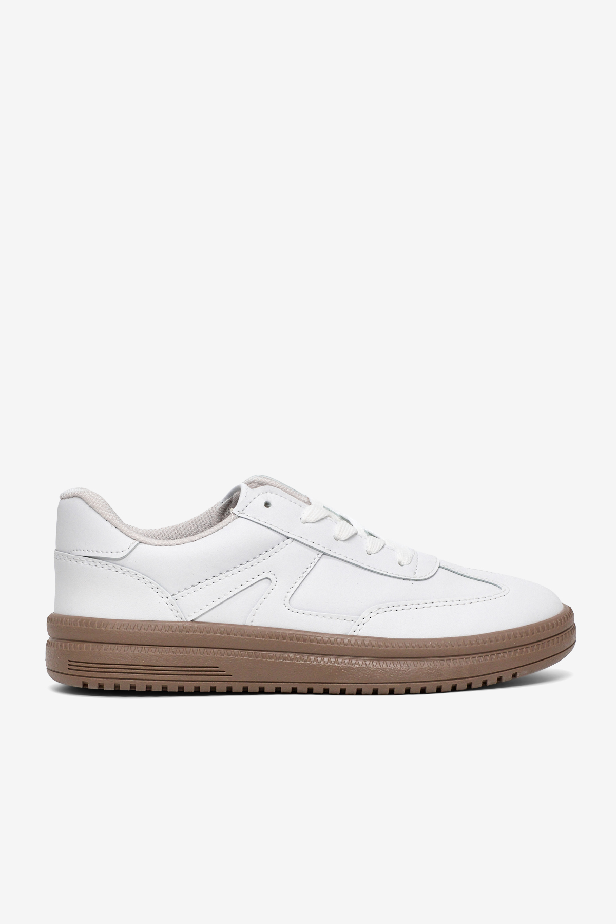Rahat Kalıp Kauçuk Taban Bağcıklı Sneaker Kadın Beyaz Beyaz